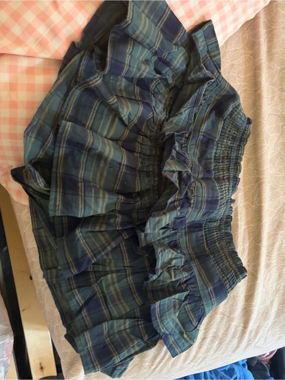 No Boundaries Blue Plaid Ruffle Mini skort
